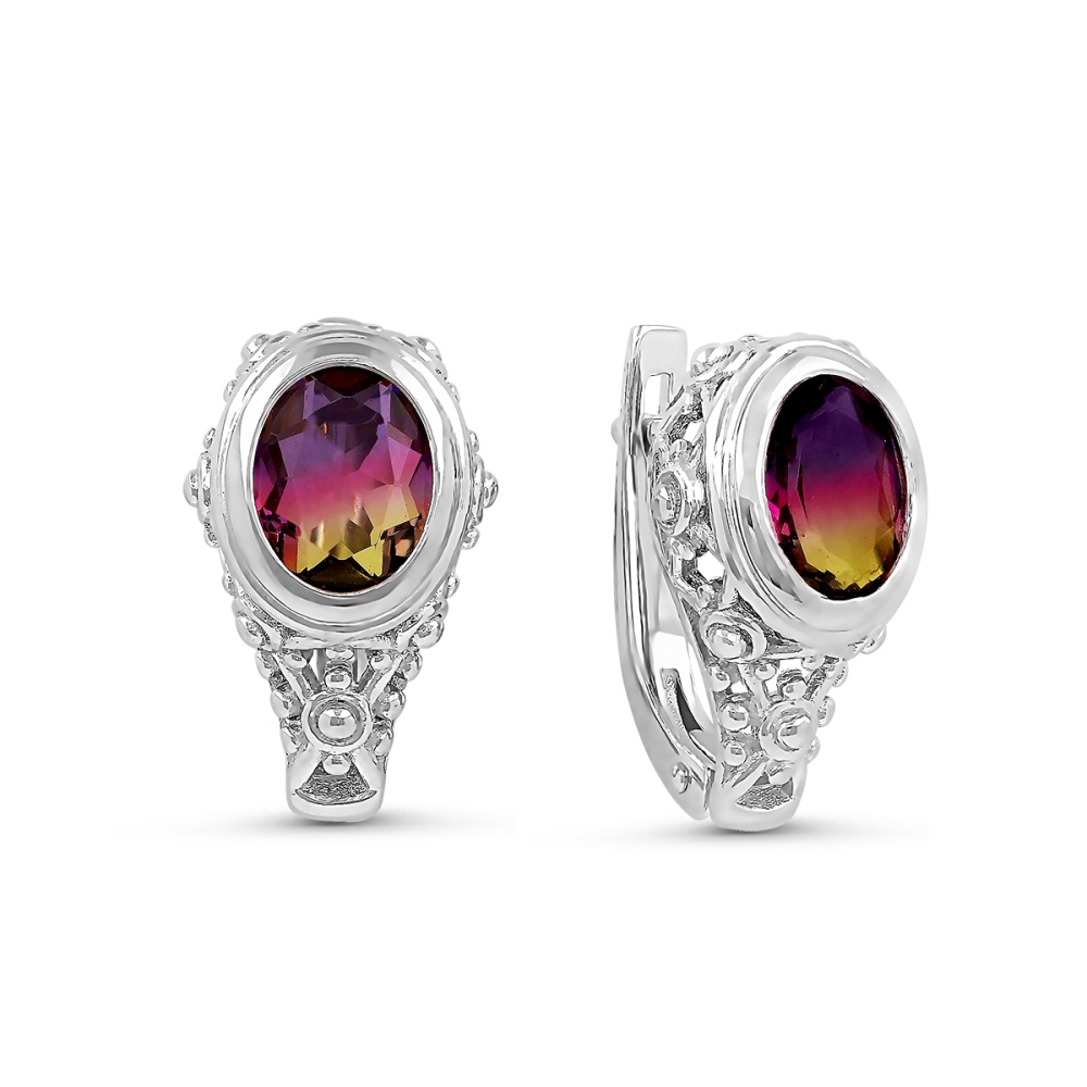 Серьги из серебра с аметрином