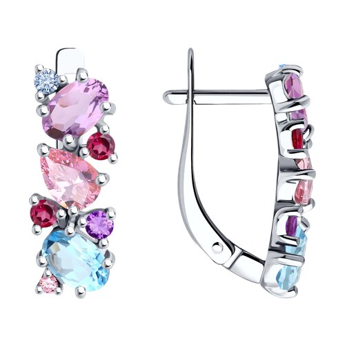 серьги из серебра с миксом камней