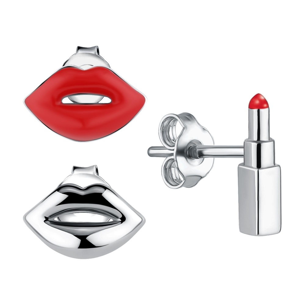 Серьга из серебра с эмалью