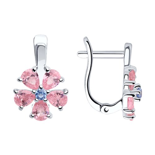 серьги из серебра с фианитами