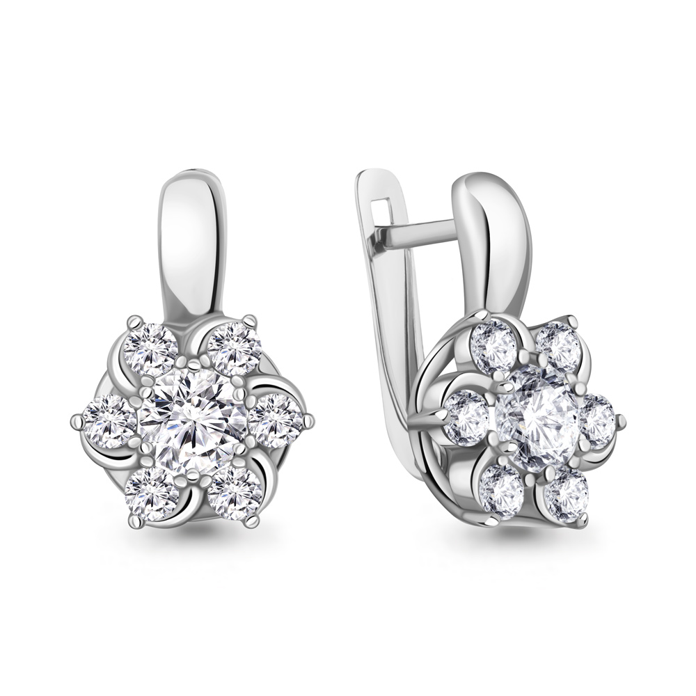 Серьги из серебра с фианитами