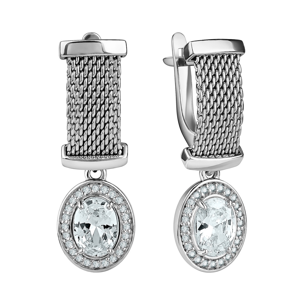 Серьги из серебра с фианитами