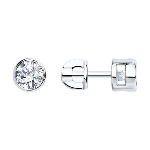 серьги-пусеты с фианитами