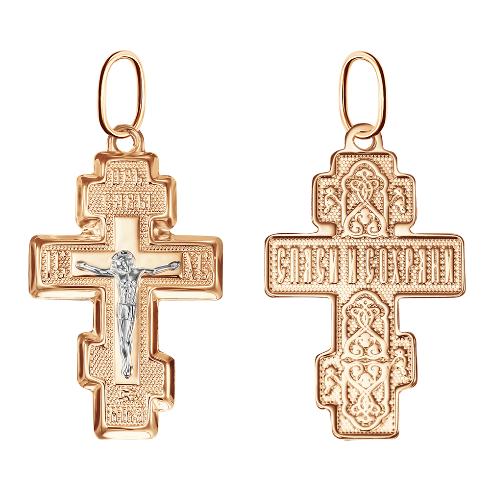 Крест из комбинированного золота