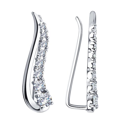 серьги из серебра с фианитами