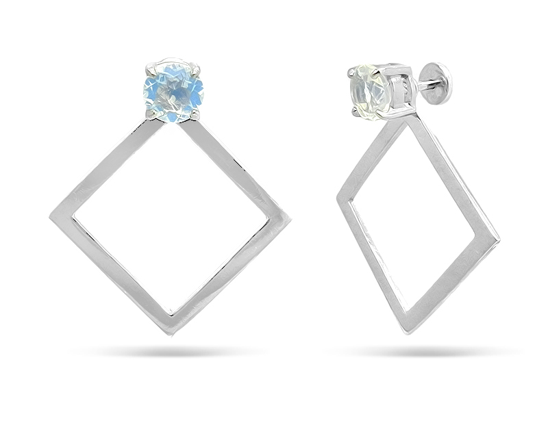 Серьги из серебра с лунным камнем