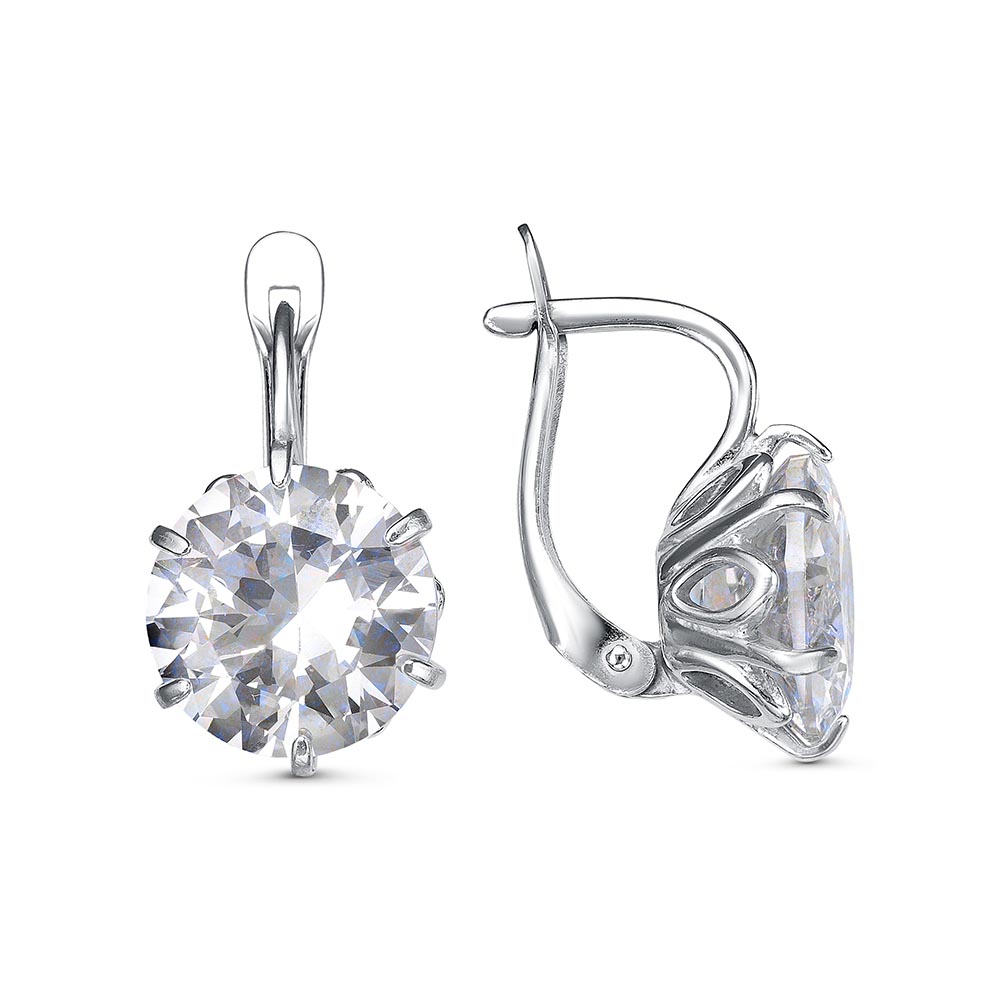 Серьги из серебра с фианитами