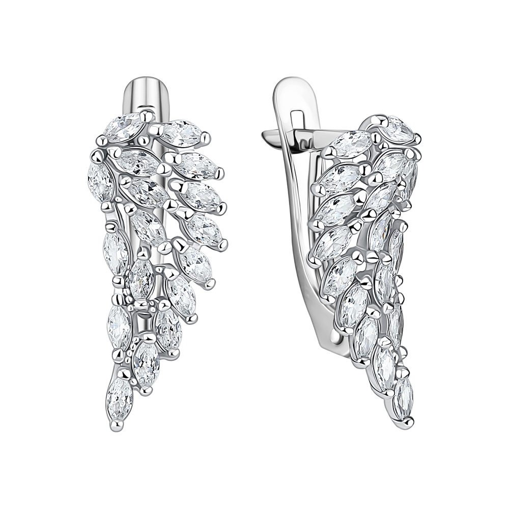 Серьги из серебра с фианитами