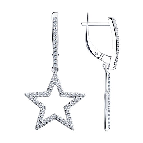 серьги из серебра с фианитами