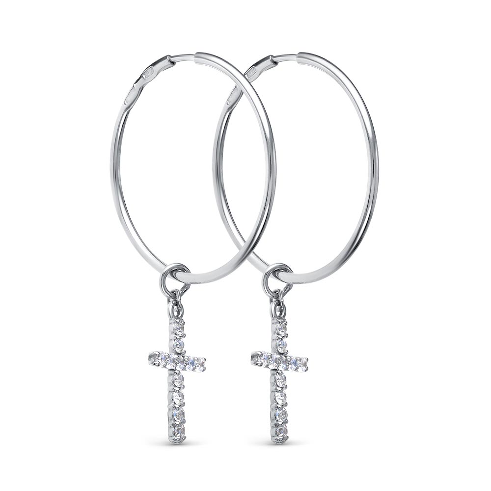 Серьги из серебра с фианитами