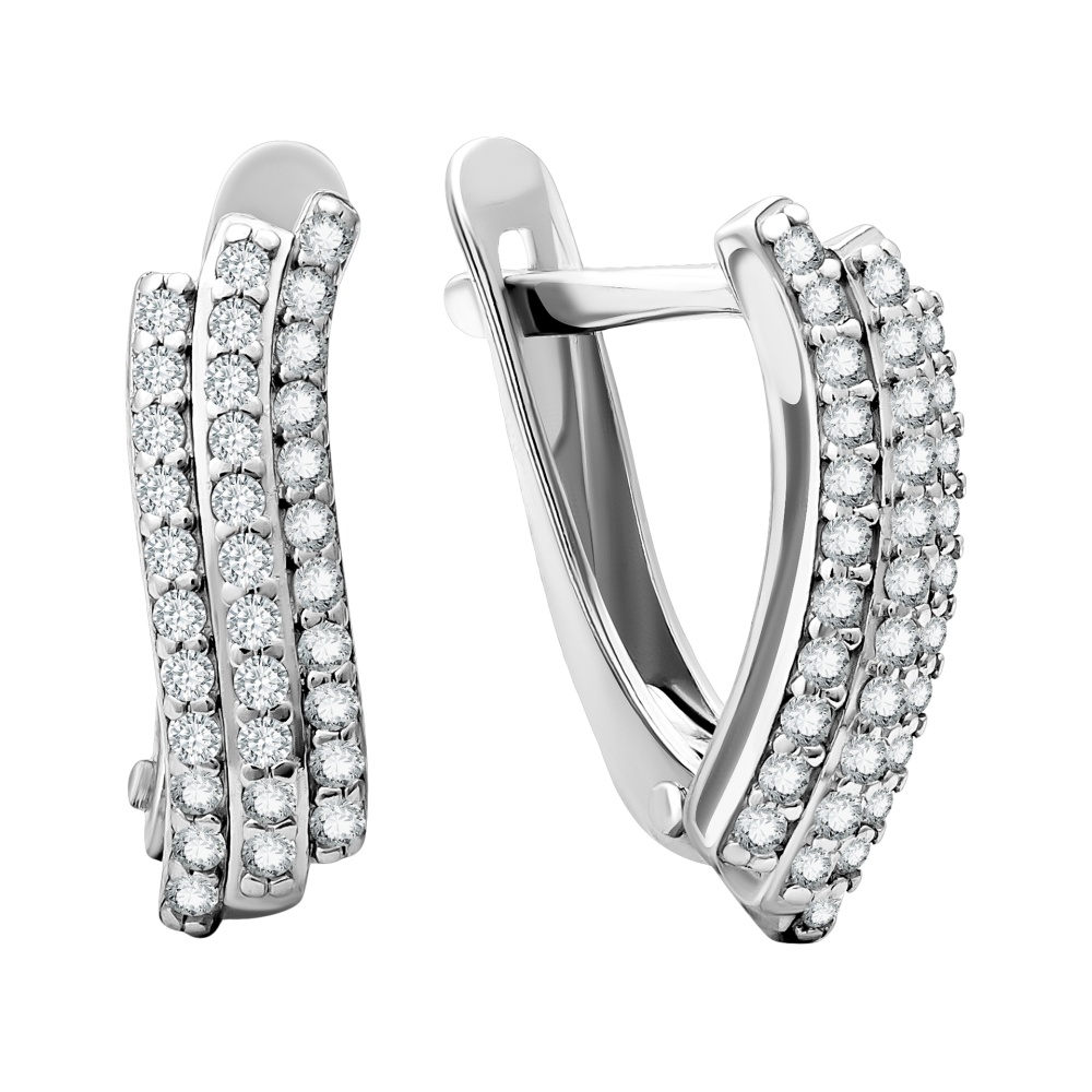 Серьги из серебра с фианитами