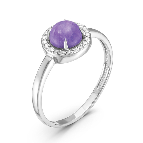 Кольцо из серебра с чароитом и фианитами