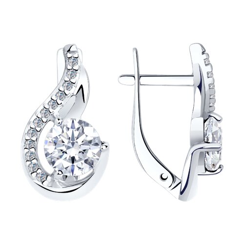 серьги из серебра с фианитами