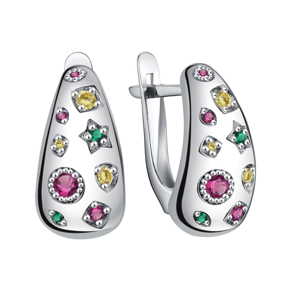 Серьги из серебра с фианитами