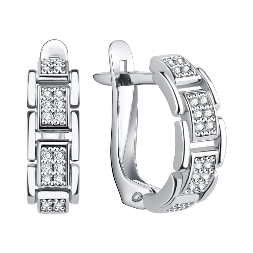 Серьги из серебра с фианитами