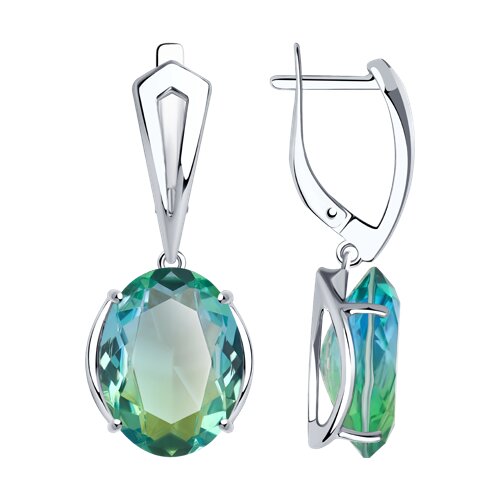 серьги из серебра с ситалами синтетическими