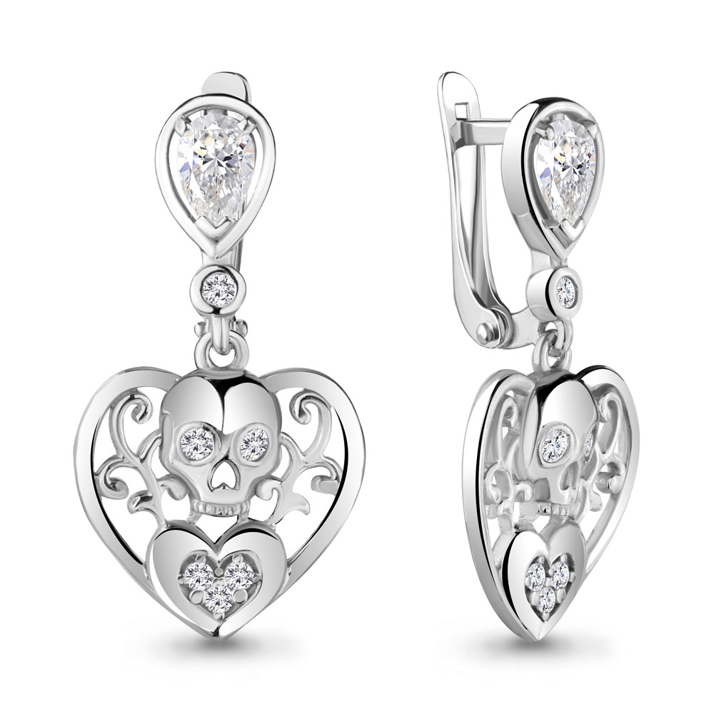 Серьги из серебра с фианитами