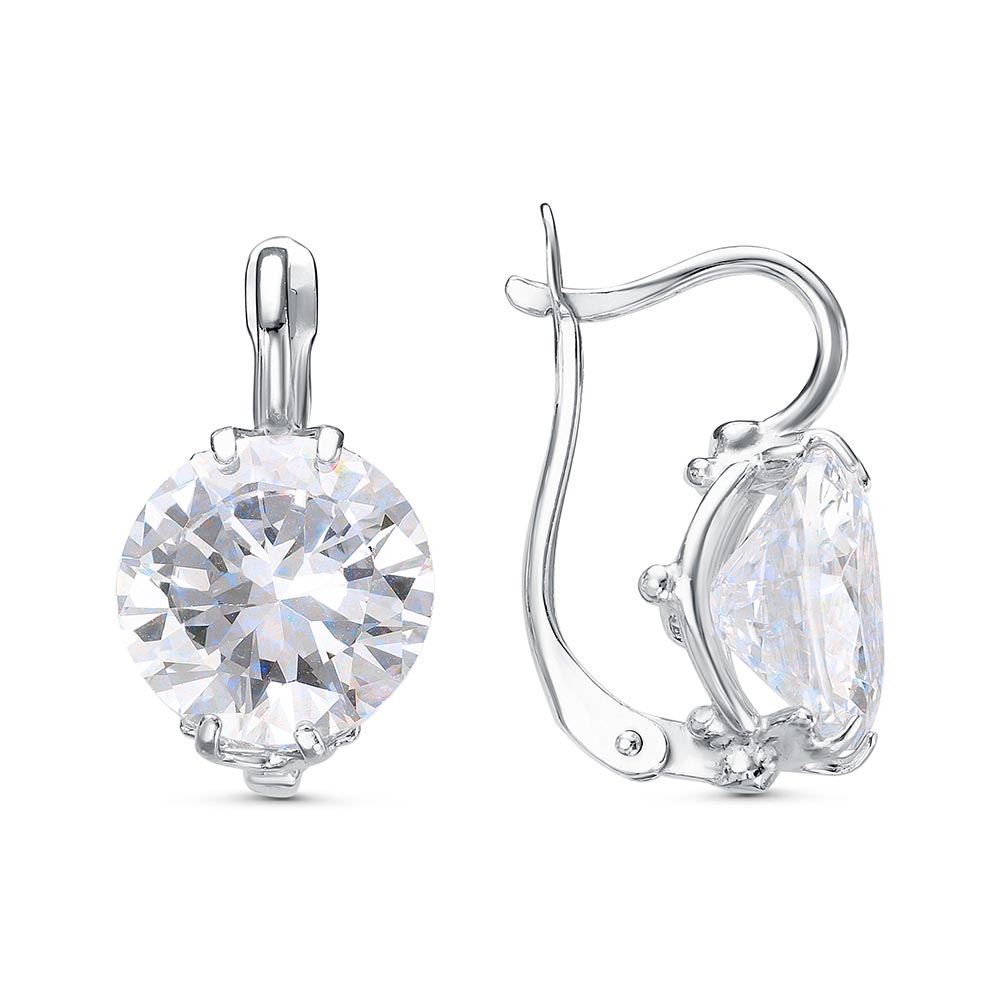 Серьги из серебра с фианитами