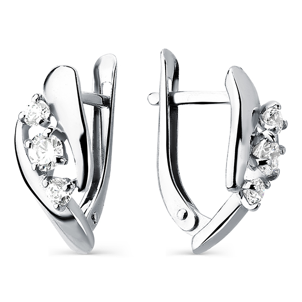 Серьги из серебра с фианитами