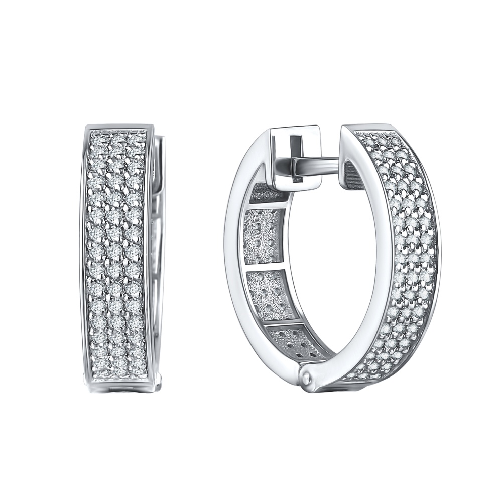 Серьги из серебра с фианитами