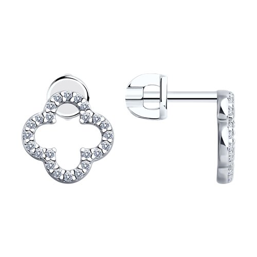 серьги из серебра с фианитами