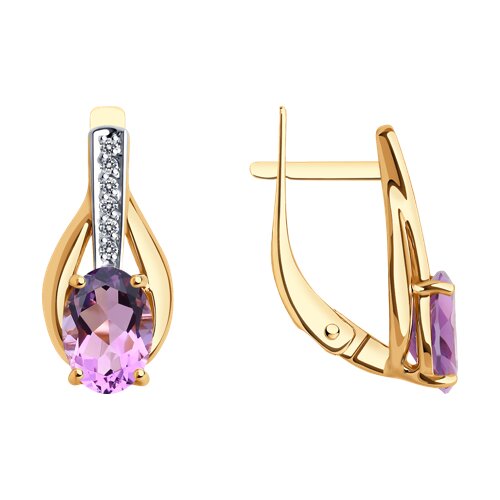 серьги золотые пробы 585 с аметистом