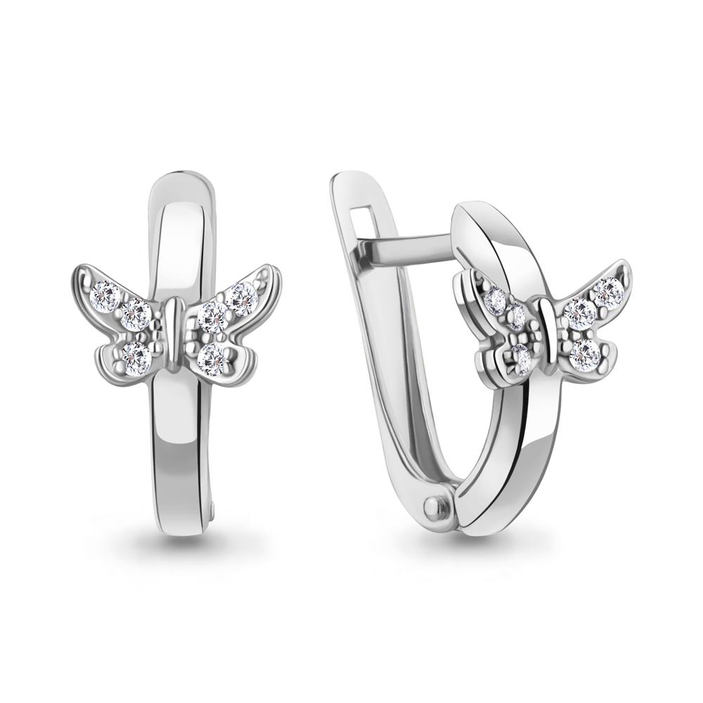Серьги из серебра с фианитами