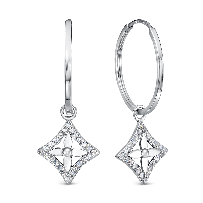 Серьги из серебра с фианитами