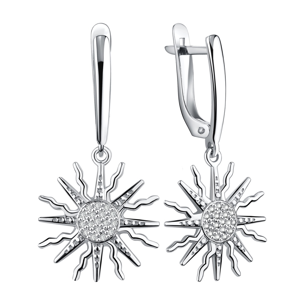 Серьги из серебра с фианитами