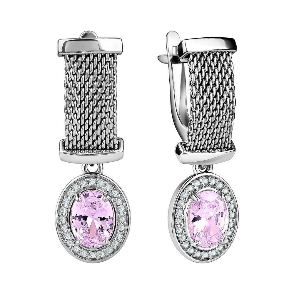 Серьги из серебра с фианитами