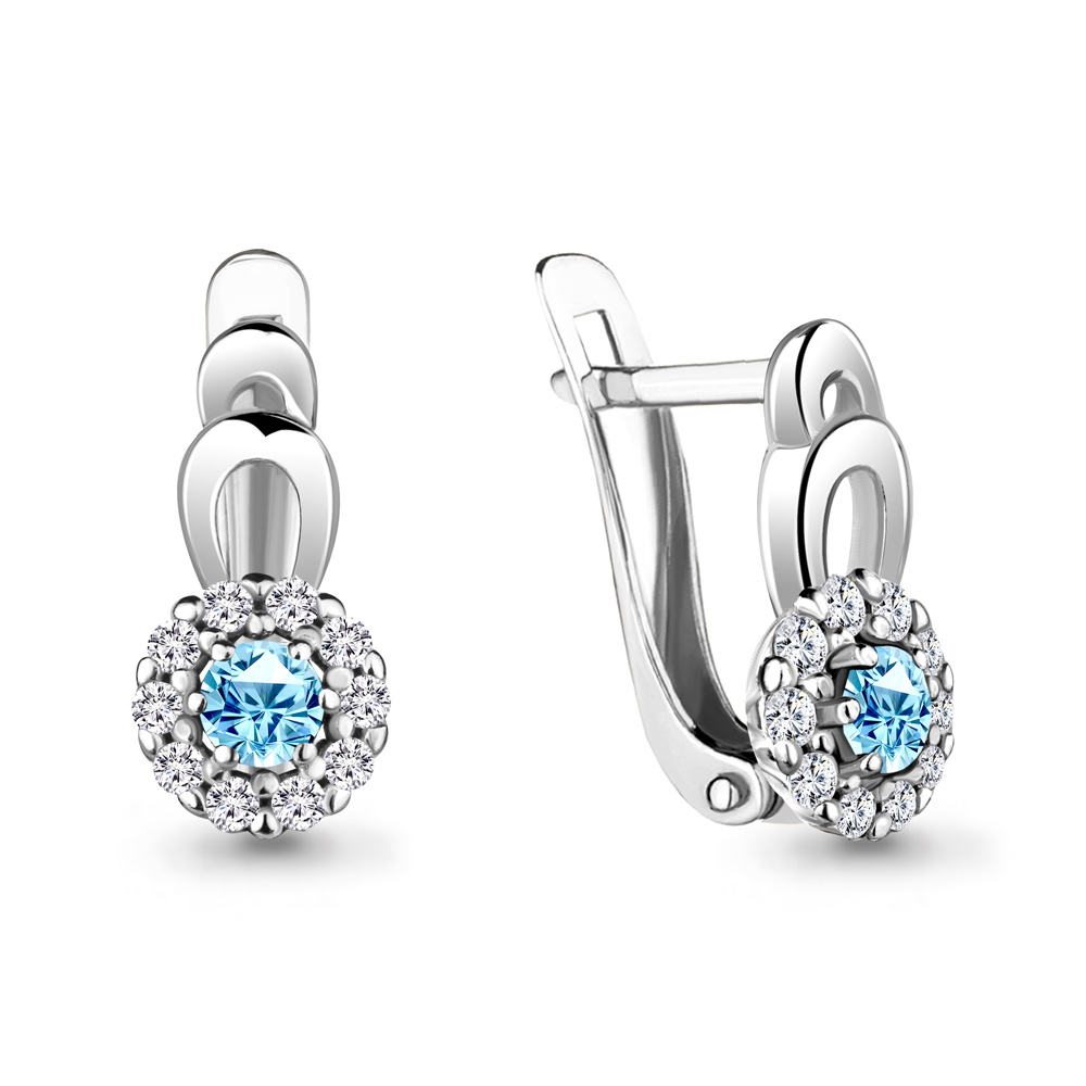 Серьги из серебра с фианитами