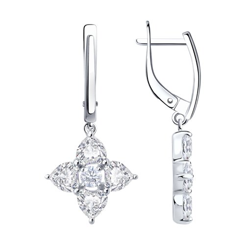 серьги из серебра с фианитами