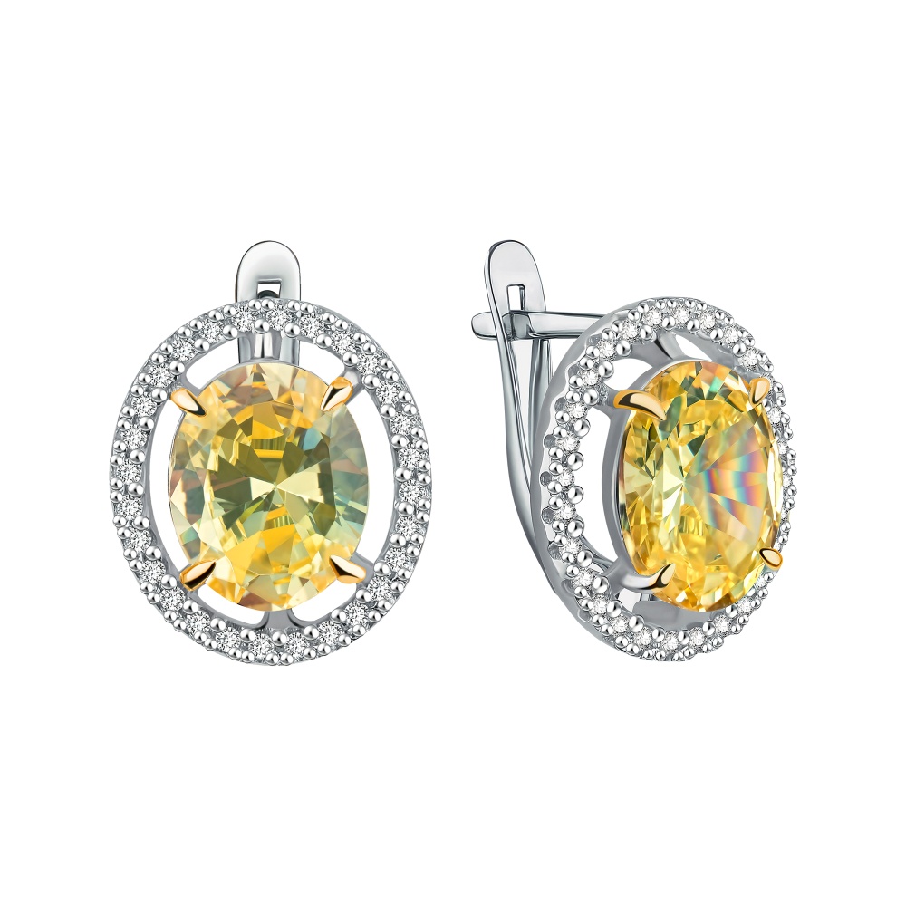Серьги из серебра с фианитами