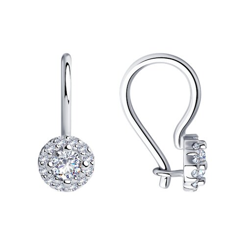 серьги из серебра с фианитами