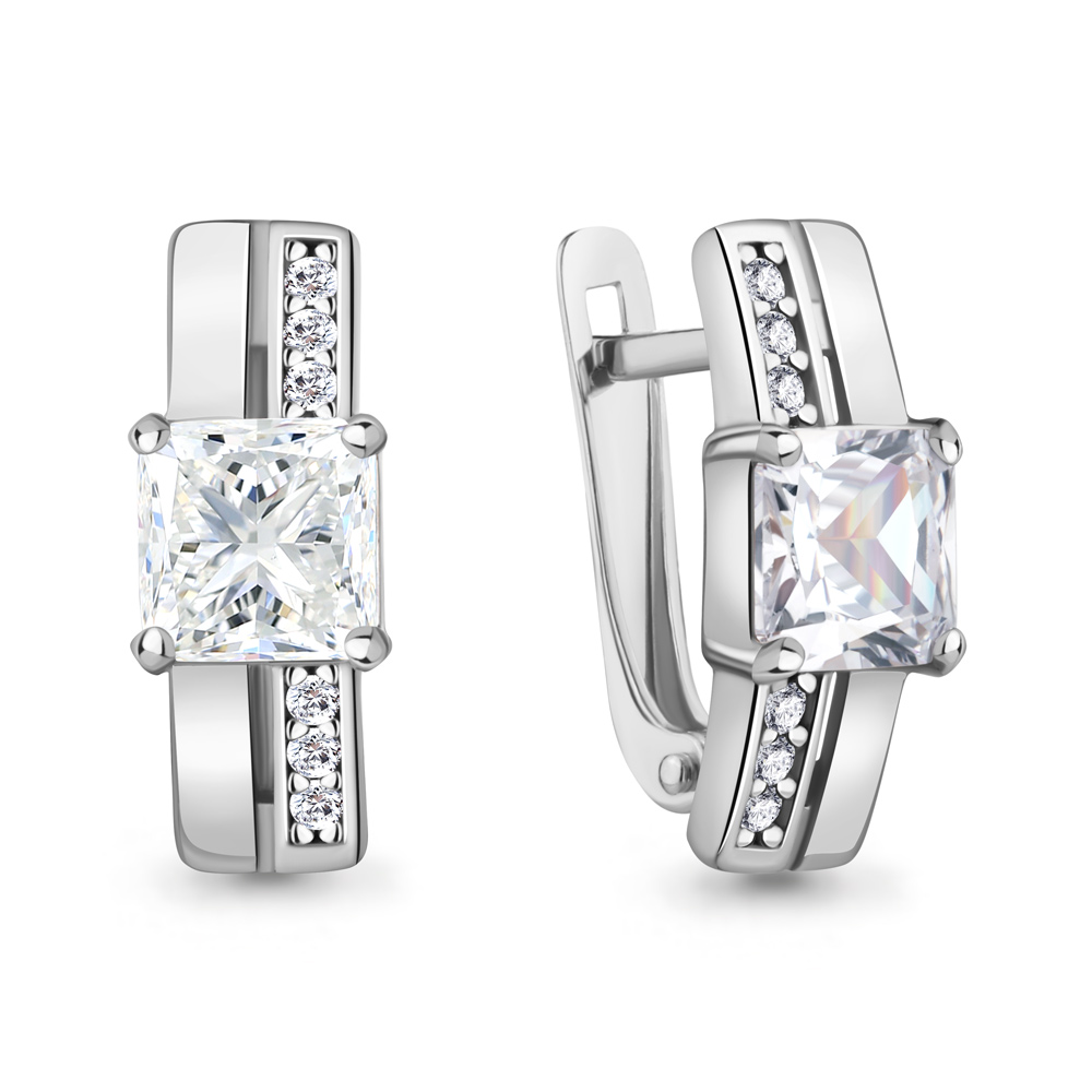 Серьги из серебра с фианитами