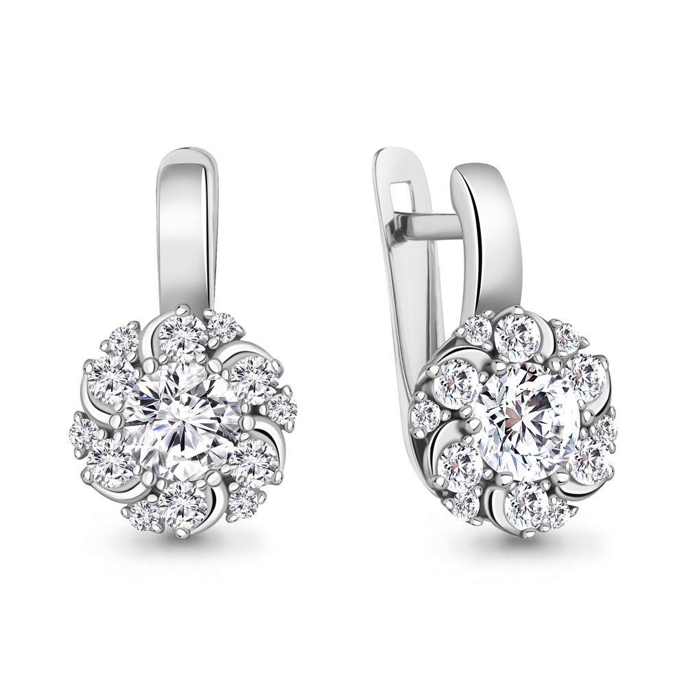 Серьги из серебра с фианитами