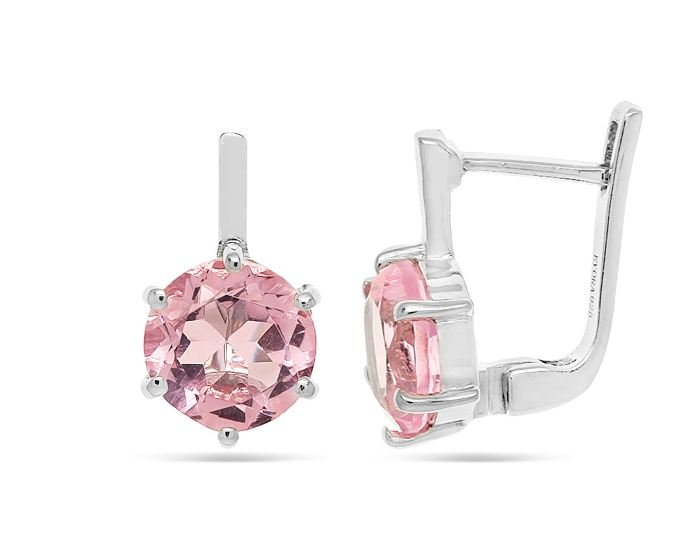 Серьги из серебра с морганитом