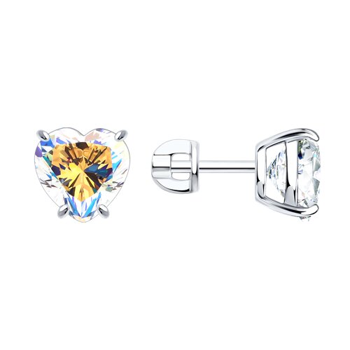 серьги из серебра с фианитами
