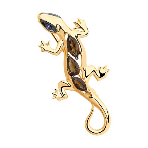 брошь из серебра с раухтопазами и фианитом