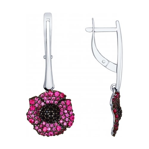 Серьги из серебра с фианитами