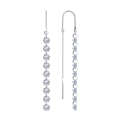 серьги из серебра с фианитами