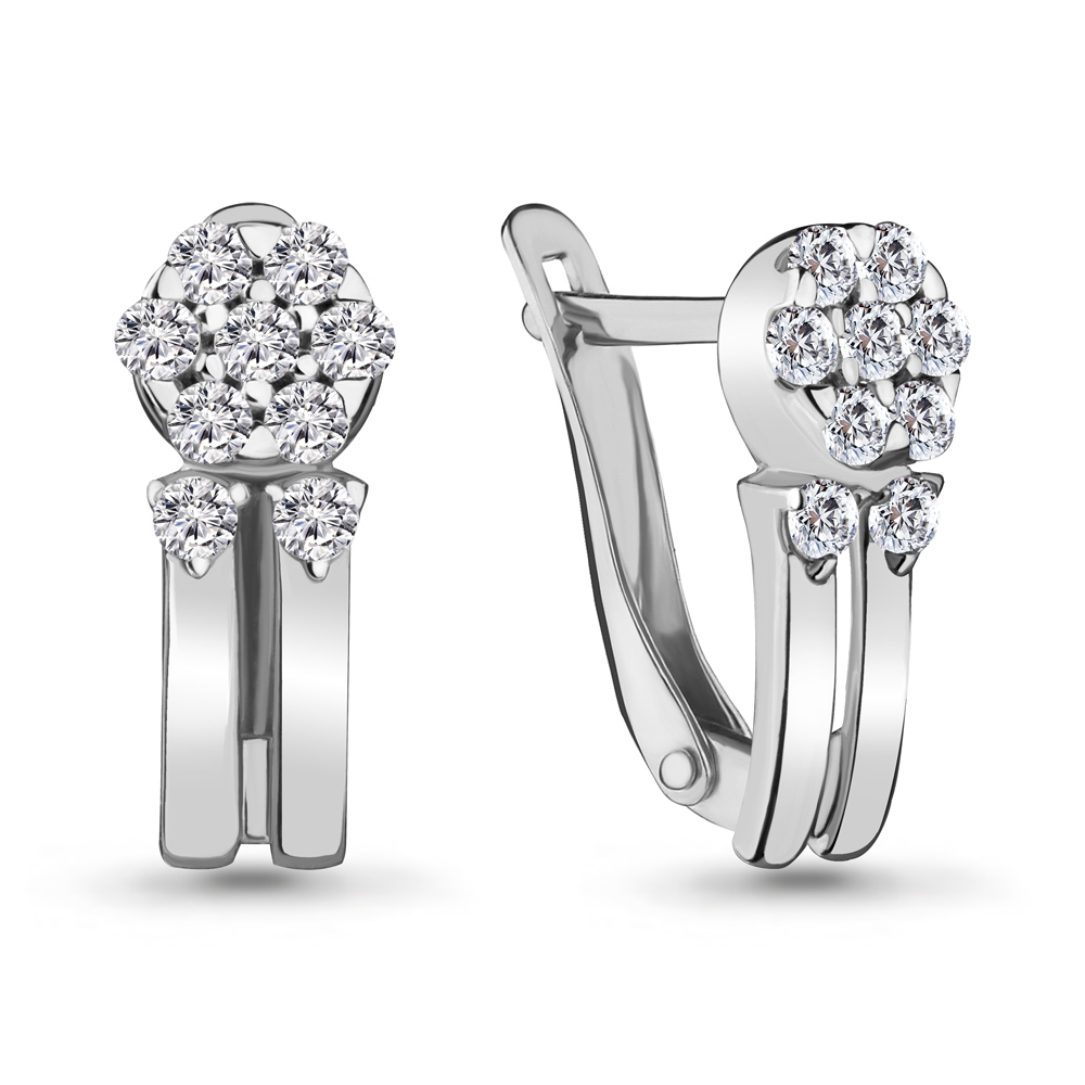 Серьги из серебра с фианитами
