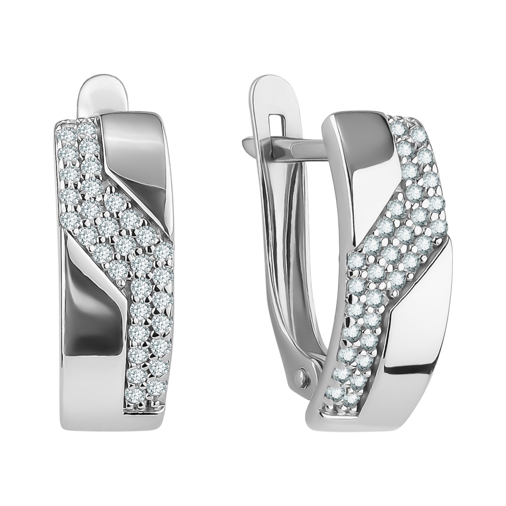 Серьги из серебра с фианитами