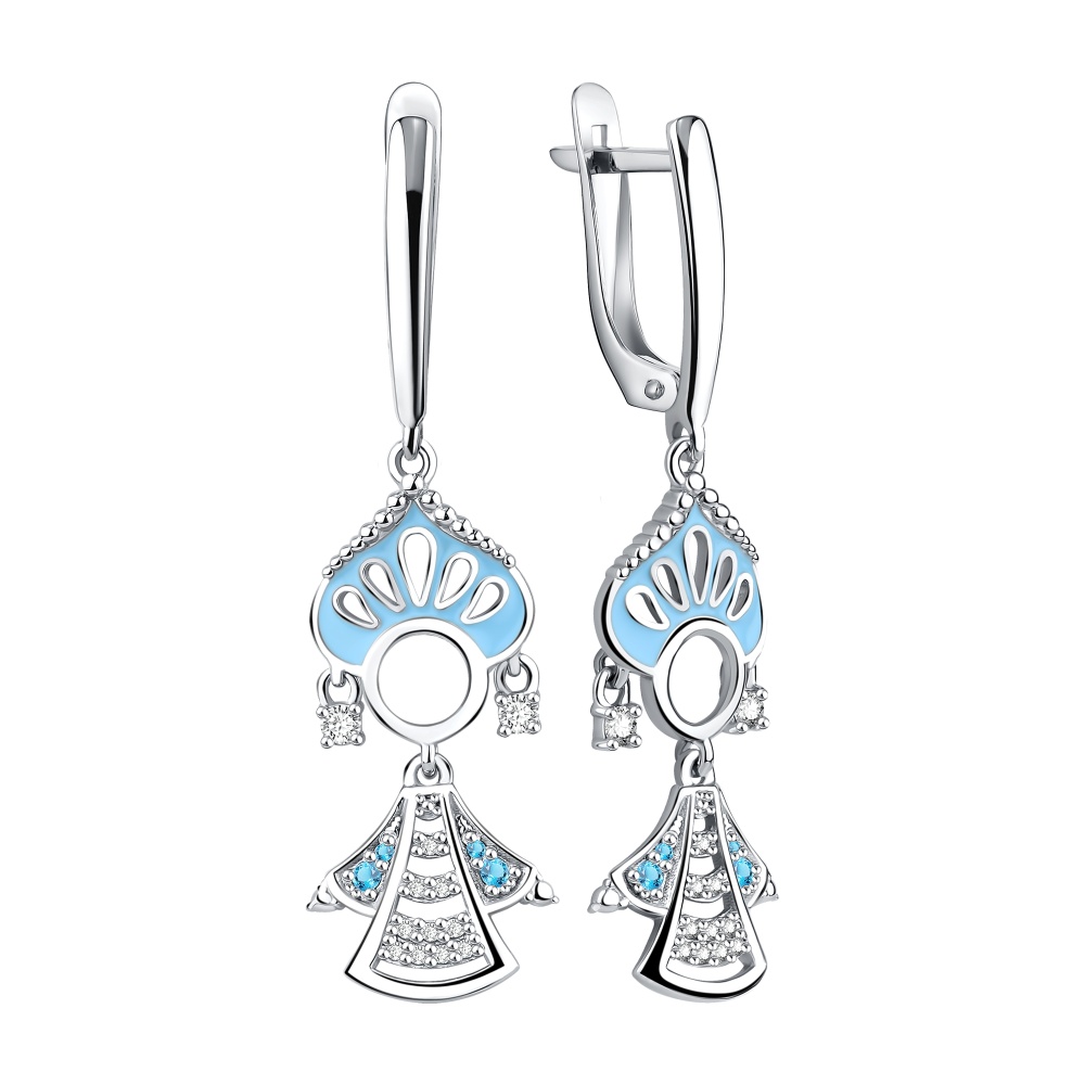 Серьги из серебра с фианитами