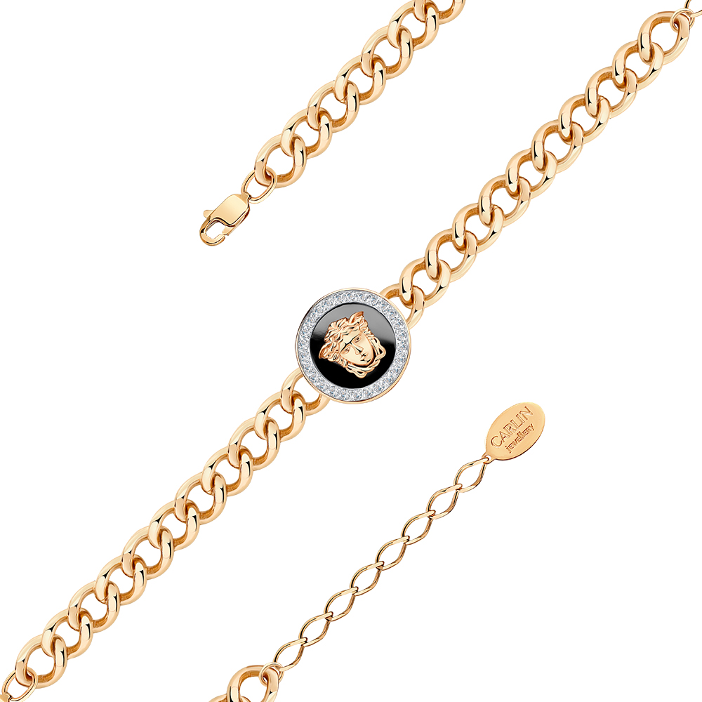 Браслет из золота с фианитами и эмалью