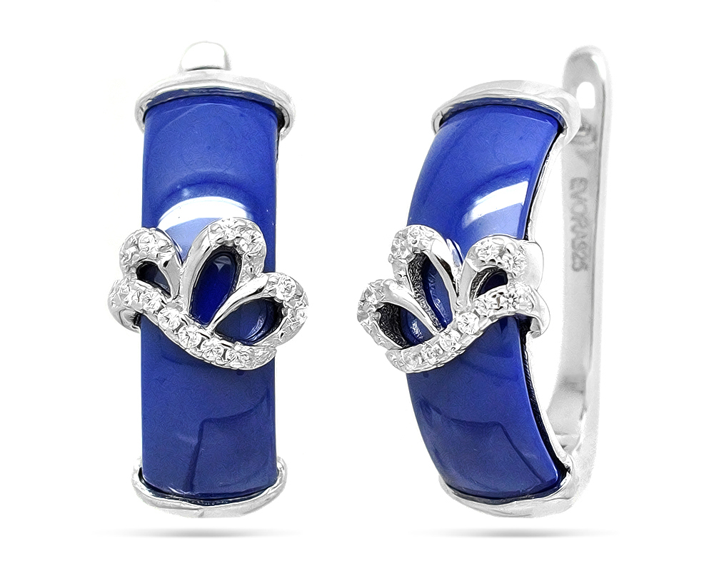 Серьги из серебра с фианитами