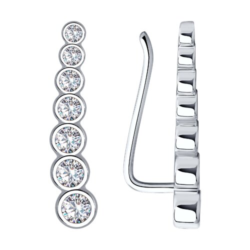 серьги из серебра с фианитами