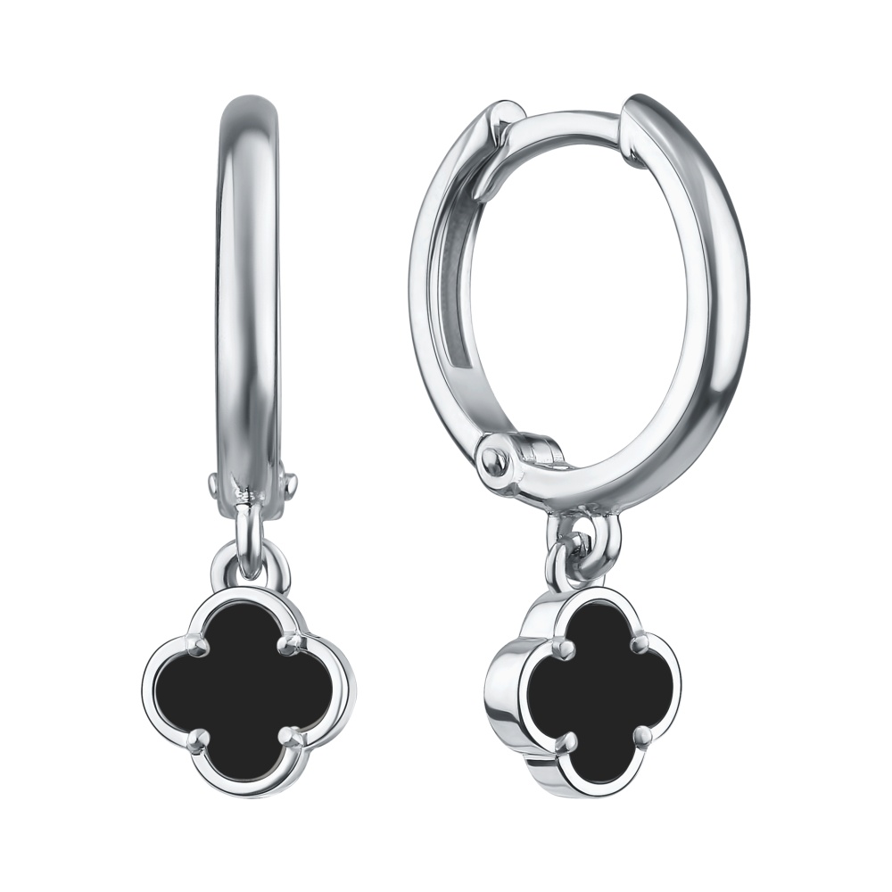 Серьги из серебра с ониксом