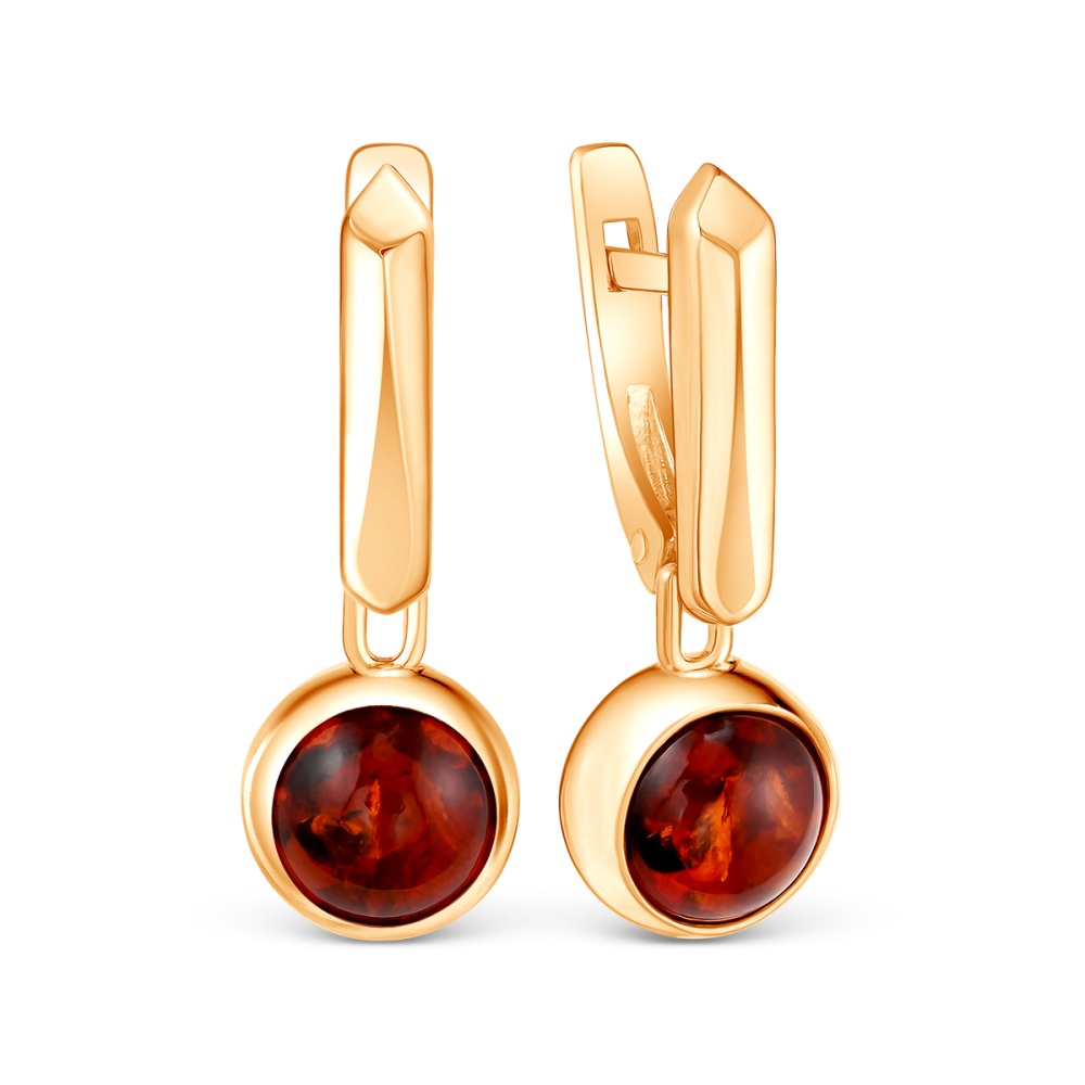 Серьги из серебра с янтарью