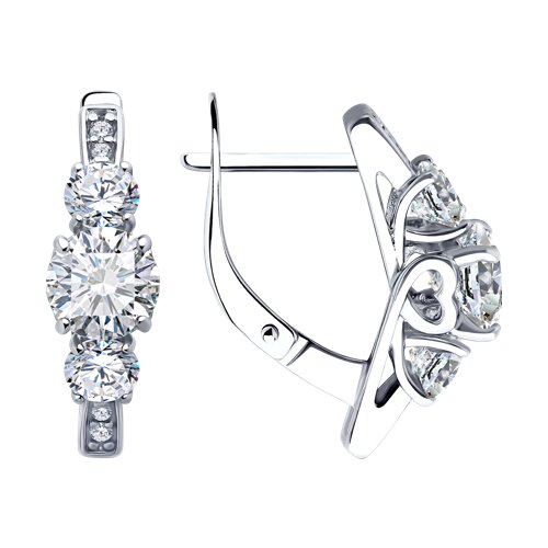 серьги из серебра с фианитами